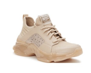 MADDEN NYC Women’s Nude Rhinestone Athletic Sneakers Memory Foam Size 8 NWT