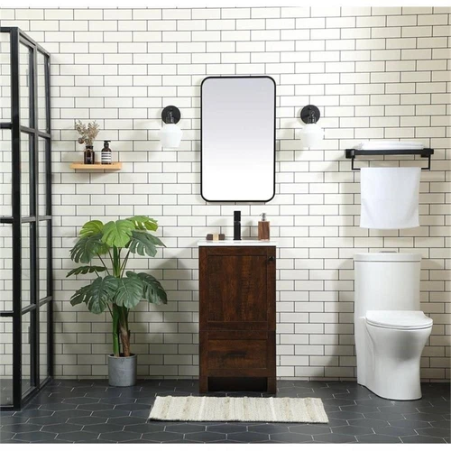 Elegant Decor Soma 18" Aluminum MDF Single Bathroom Vanity in Expresso - Picture 6 of 8