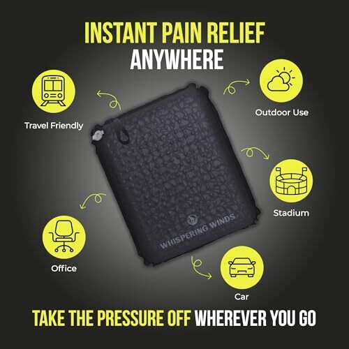 Inflatable Seat Cushion for Air Travel, Stadium, Hiking, X-Large Black - Picture 3 of 8