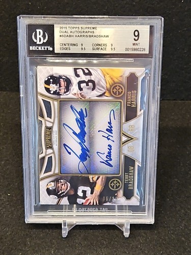 Terry Bradshaw/Franco Harris 2015 Topps Supreme Dual Autographs 6/10 BGS 9 Auto - Picture 2 of 4