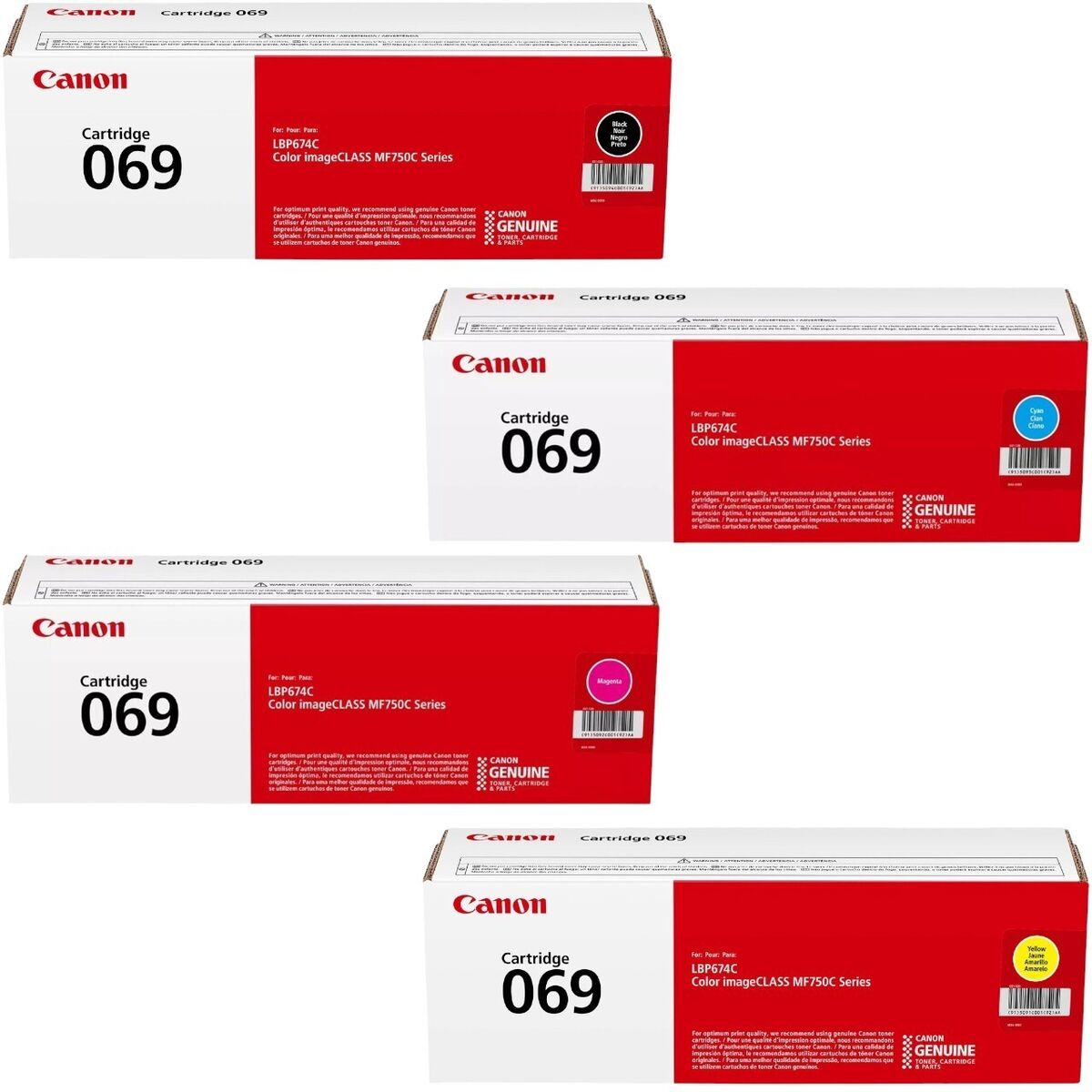 Canon 069 4 Colour Set Toner Cartridge (Black,Cyan,Magenta,Yellow) Canon 069 4 Colour Set Toner Cartridge (Black,Cyan,Magenta,Yellow)