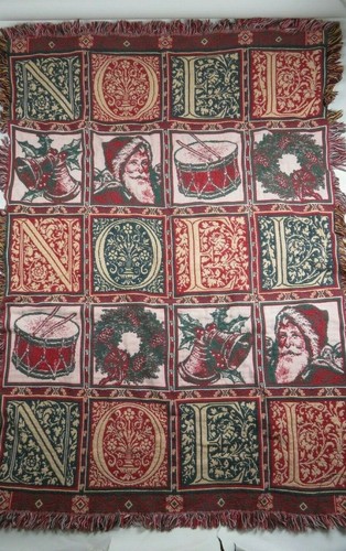 Tapiz de Navidad Goodwin Weavers Afghan Throw Noel Santa Claus 45" x 65" - Imagen 1 de 8