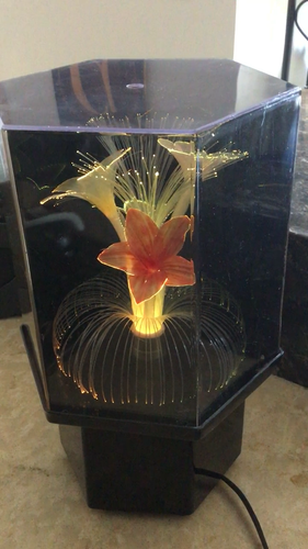 Vintage 70s/80's Fiber Optic Flower Color Changing Rotating Lamp Light 11” - Video 1 of 1