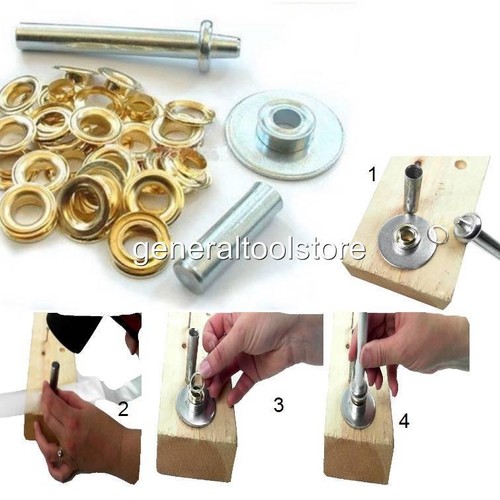 TARPAULIN LARGE EYELET SET KIT HOLE PUNCH AND PLIER TOOL + 14MM EYELETS