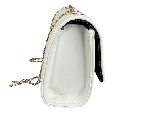 Elegant Quilted Crossbody Bag for Women Adjestable Golde strap, snap Closure - Picture 3 of 10