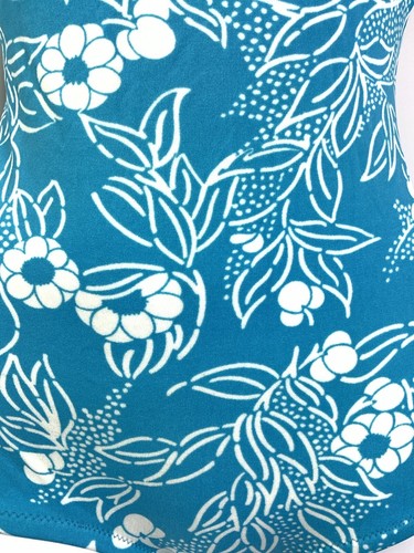 Vintage 60er 70er BLAU WEISS GEBLÜMT BLATT MOD NIEDRIGER BUND SCHWIMMEN BODY ANZUG 9 10 - Bild 4 von 9