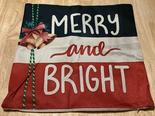 MERRY & BRIGHT Streifen Weihnachten Überwurf Kissenbezug Winter Urlaub Home Decor - Bild 6 von 6