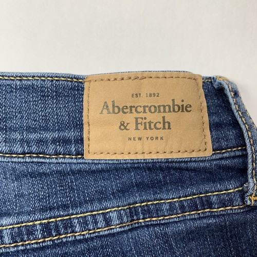 Pantalones cortos de mezclilla para mujer Abercrombie & Fitch, talla 0, dobladillo enrollado, elástico, altura baja - Imagen 5 de 13