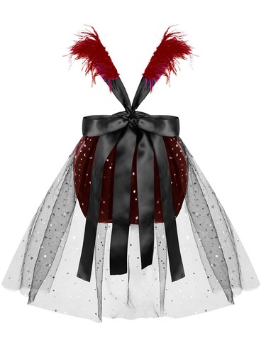 Girls Xmas Sequin Dance Leotard Mesh Tutu Skirt Christmas Cosplay Elf Costume - Picture 29 of 43