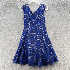 Eliza J Dress Womens 4 Blue Lace Sleeveless Party Wedding Crinoline Fit & Flare