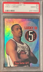 1998 Fleer Tradition Lucky 13 Vince Carter #5 PSA 10 Raptors RC