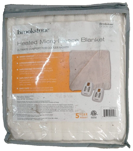 Brookstone Queen Fleece Heated Plush Blanket Queen 84"/90" - Picture 2 of 3