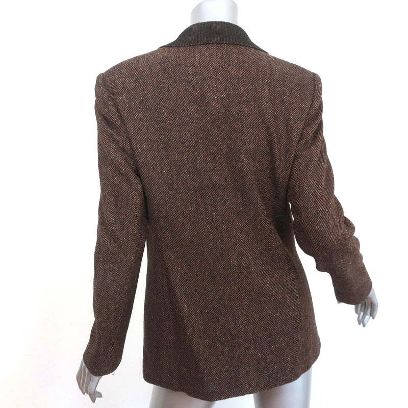 Giacca con due bottoni vintage Valentino Miss V Tweed Blazer marrone lana seta taglia 42