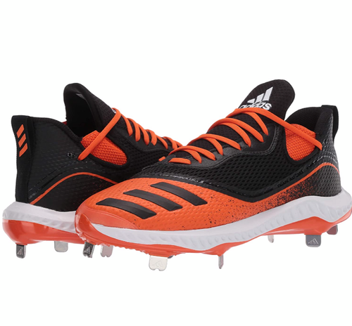 adidas Men's Icon V Bounce Cleats Baseball Shoe, Black/Black/Orange, 13.5 M US - Picture 1 of 7
