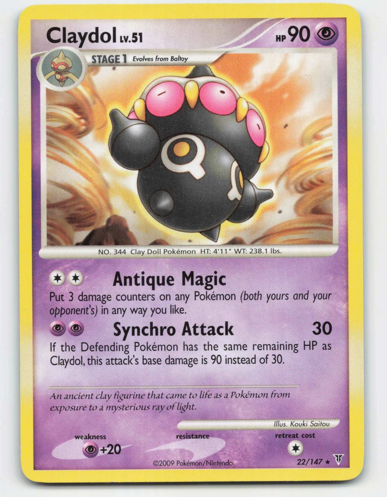 2009 Pokemon, Supreme Victors, #22/147 Claydol, Rare