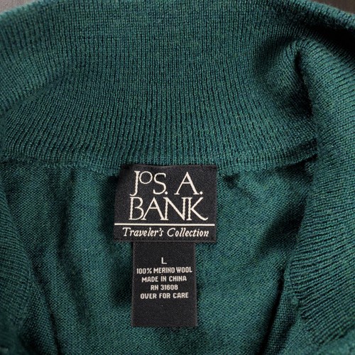 Jos A Bank Small** Travelers 1/4 Zip Merino Wool Sweater Dark Green - Picture 2 of 13