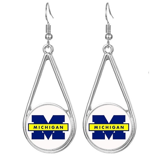 Michigan Wolverines Womens Silver Drop Dangle Earrings w Gift Pkg D29 - Picture 1 of 6