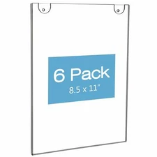 NIUBEE Acrylic Wall Sign Holder 8.5x11 HORIZONTAL 6 Piece Pack New