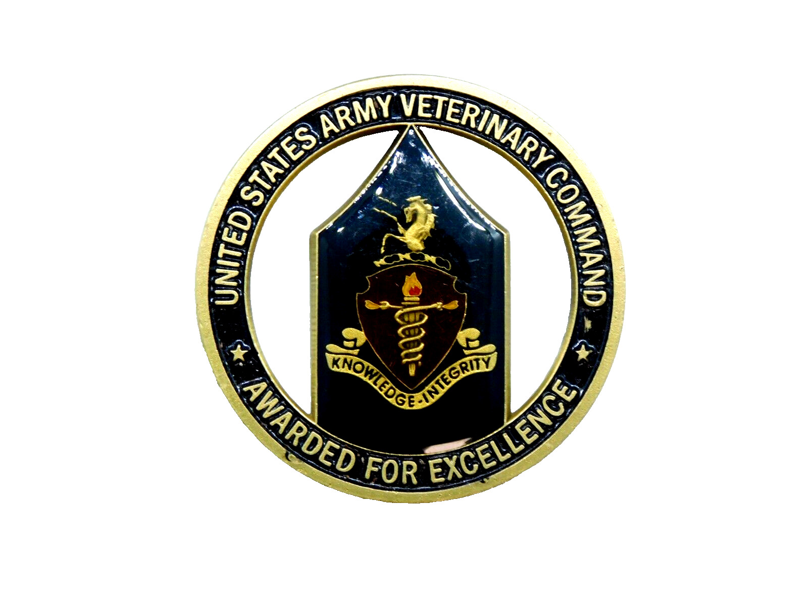 "Moneda de desafío militar de excelencia CSM del Comando Veterinario del Ejército de los Estados Unidos 1,75"