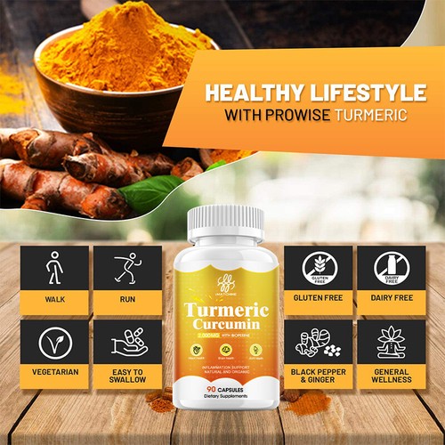 2000mg Turmeric Curcumin Highest Potency 95% with BioPerine Black Pepper Extract - Picture 3 of 8
