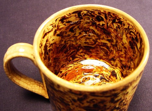 MUY RARA TAZA 1830 JASPEADA ÁGATA MOCA MOCHA MERCANCÍA AMARILLA COMO NUEVA - Imagen 5 de 6