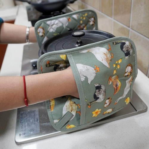 Pot Holders Set of 2 Heat Resistant 480℉ Kitchen 100% Cotton Comfortable Lini... - Picture 4 of 8