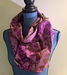 Full-Circle-Batik-Infinity-Scarf-Handmade-Purple-amp-Green-66-034