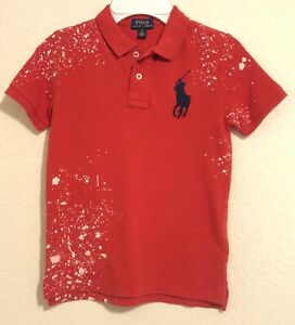 NWT-Polo-Ralph-Lauren-Boys-Distressed-Cotton-Mesh-Polo-Shirt-Red-Big-Pony-Size-6