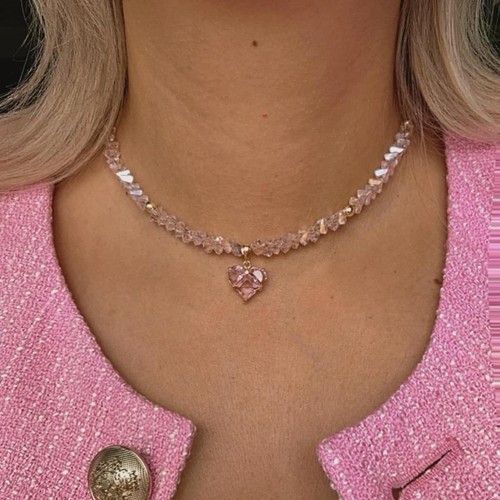 Vintage Zircon Heart Pendant Necklace Women Crystal Chain Boho Jewelry - Picture 21 of 26