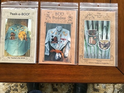 3 Halloween Autumn themed Teacher’s Pet appliqué project patterns: shirts & bags - Picture 1 of 5