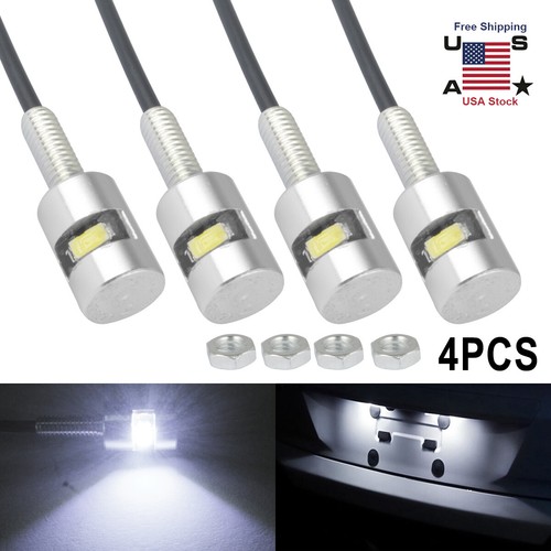 4PCS Motorcycle Car SMD LED License Plate Light Screw Bolt Lamp Bulbs Universal^ - Picture 2 of 4