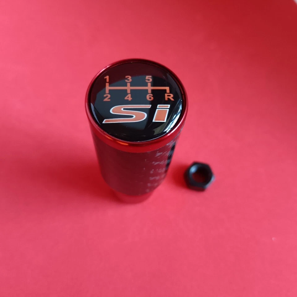 RED CARBON SI 6 JDM STICK SHIFT GEAR KNOB for CIVIC MK8 MK9 MKX FK FG ACCORD FIT - Image 2 of 4