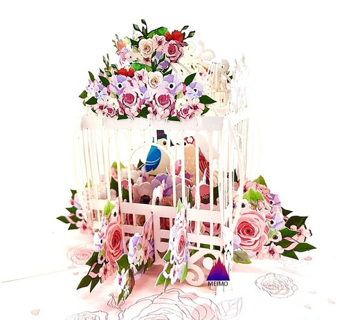 3D Pop Up Greeting Card Handmade Bird Couple Family Birthday Anniversary Friends - Picture 6 of 11