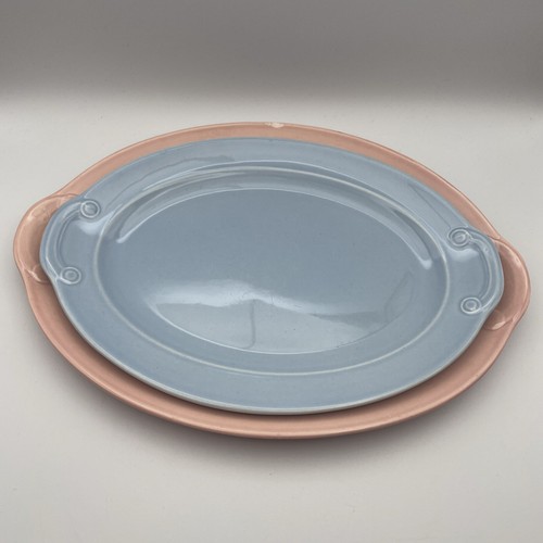 Chips Vintage Lu-Ray Pastels Pink Blue Oval Ceramic Serving Platters 11.5” 13.5” - Picture 4 of 14
