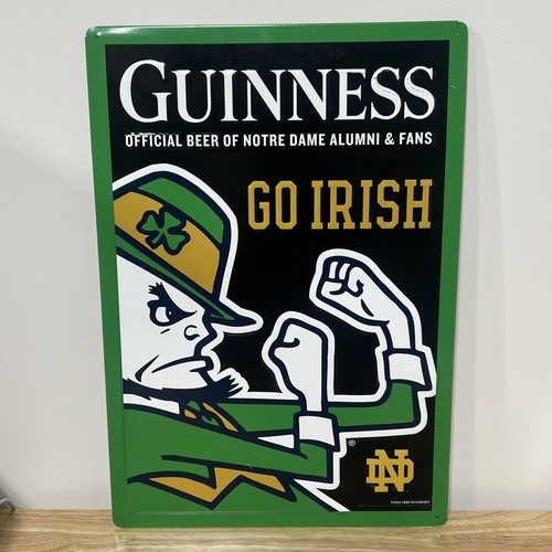 GUINNESS Official Beer Of NOTRE DAME Alumni & Fans GO IRISH Tin Sign 17” X 12” - Picture 5 of 6