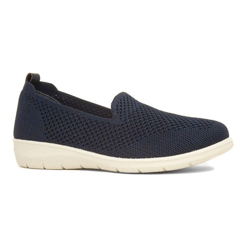 Cushion Walk Womens Shoes Blue Adults Ladies Wedge Navy Slip On Knitted Leona - Picture 7 of 8