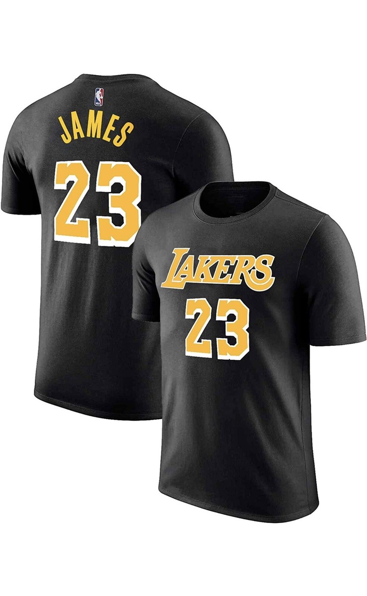 Youth Los Angeles Lakers LeBron James Black Name And Number Jersey T-Shirt