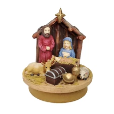 Nativity Candle Jar Topper Cover Lid Christmas Jesus Birth Religious 3" D