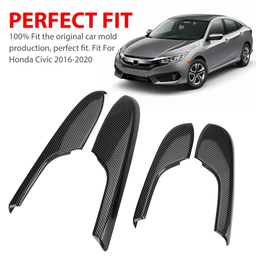 4x For Honda Civic 2016-2020 Carbon Fiber Interior Door Armrest Panel Trim Cover - Bild 5 von 8