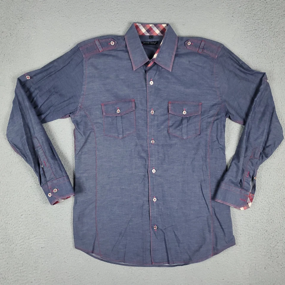 Повседневная мужская военная рубашка Jared Lang с 2 карманами на пуговицах с длинным рукавом размер S - Изображение 2 из 4