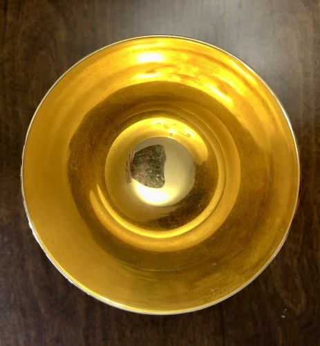 Gold Gilded Chalice w/ Silver Plated Pewter Grape Leaf Knot Church Communion - 第 3/8 張圖片