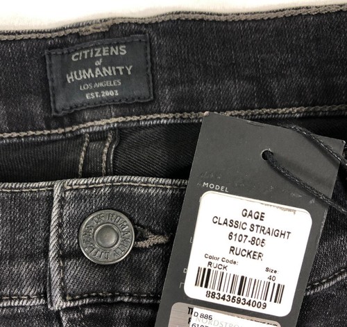 Jeans uomo Gage classici gamba dritta nuovi con etichette CITIZENS OF HUMANITY taglia 40 in Rucker - Foto 8 di 12