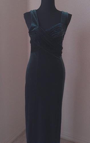 BEVERLY ROSE DAMEN ÄRMELLOS SMARAGDGRÜN SAMT LANGES KLEID HERGESTELLT IN DEN USA S - Bild 2 von 5