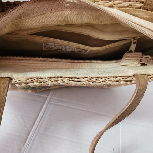 Vintage 2003 Cappelli Straworld Sequin Flamingo Palm Tree Floral Straw Purse Bag - Picture 12 of 16