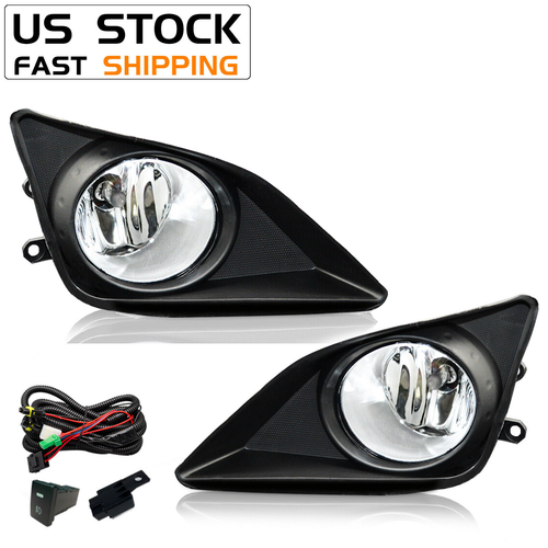 Fits 2009-2010 Toyota Corolla Clear Lens Driving Fog Lights Lamps W/switch Pair - Picture 2 of 11