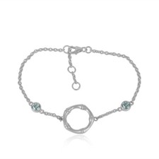 Natural Blue Topaz Gemstone 925 Sterling Silver Bamboo Designer Bracelet