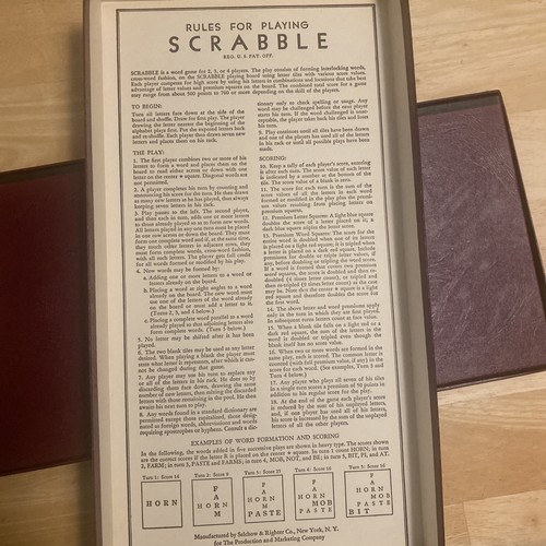 Vintage Scrabble Game 1953 by The Production & Marketing Corp Selchow & Righter - Picture 3 of 9