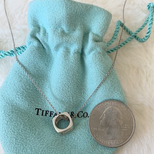 Tiffany & Co Silver Open Stencil LOVE Era Cube Pendant Charm 16" Necklace - Picture 5 of 10