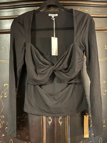 $118 Reformation Aero Knit Top | Black | Medium - Picture 2 of 16