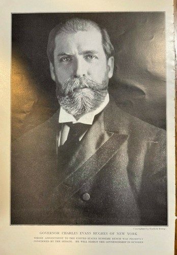 1910 Vintage Illustration New York Gouverneur Charles Evans Hughes - Bild 2 von 2